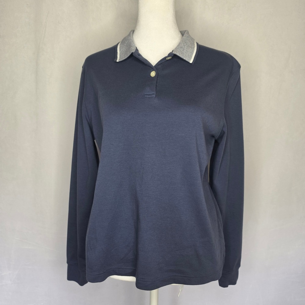 LL Bean Womens Long Sleeve Polo Shirt Bundle 3 Pack Cotton Green Navy Tan Small